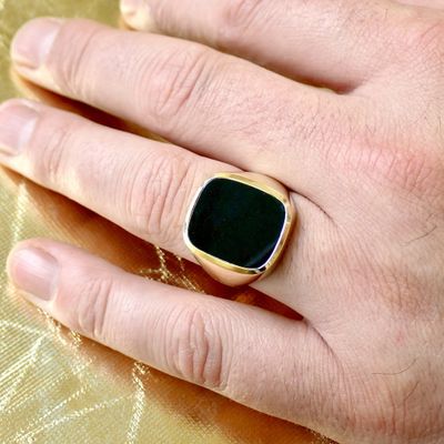 Image 2 of Gold signet ring with heliotrope | Men