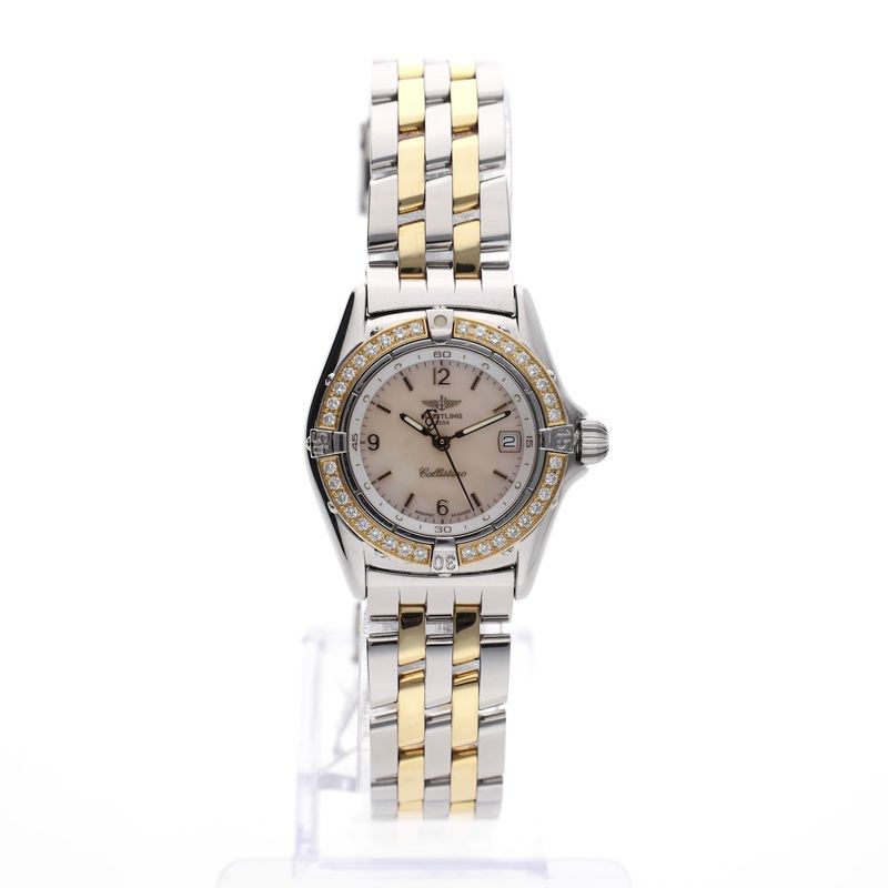 Image 17 of Breitling Callistino 'Mother of Pearl' D52045; 18k gold/steel women's watch with diamonds