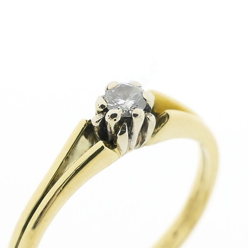 Image 3 of Gold solitaire ring with diamond; 0.14 ct.