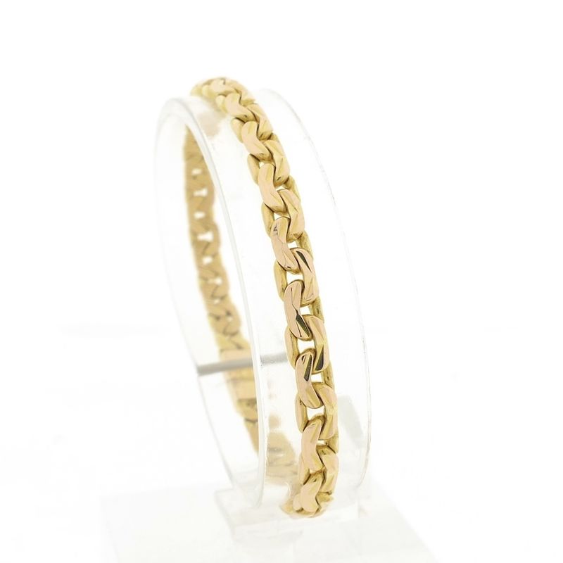 Image 1 of Two-tone gold fantasy/gourmet link bracelet