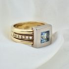 Image 6 of Two-tone gold ring with topaz and diamonds; 0.12 ct.