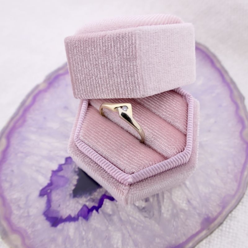 Image 5 of Two-tone gold solitaire ring with diamond; 0.02 ct.