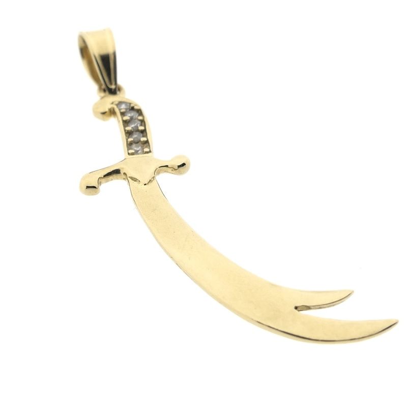 Image 7 of Gold pendant of a Zulfiqar with zirconia