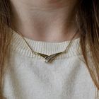 Image 9 of Gold necklace with a fixed pendant and diamond; 0.01 ct. | 42 cm