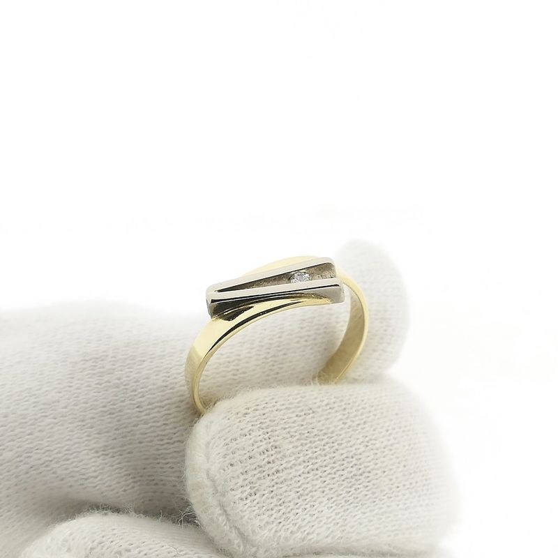 Image 6 of Two-tone gold ring with diamond; 0.03 ct.