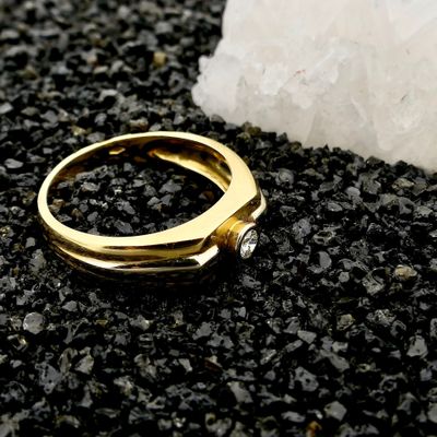 Image 2 of 18 Karat Bicolor Gold Solitaire Ring with Diamond; 0.08 ct.
