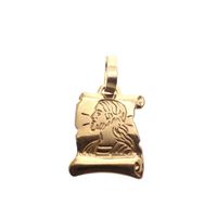 Gold pendant of a scroll with engraving