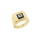 Image 3 of Gold men's signet ring with onyx and zirconia
