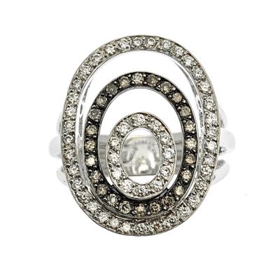 Image 2 of 18 K. White gold ring with white & black diamonds 0.72 ct.