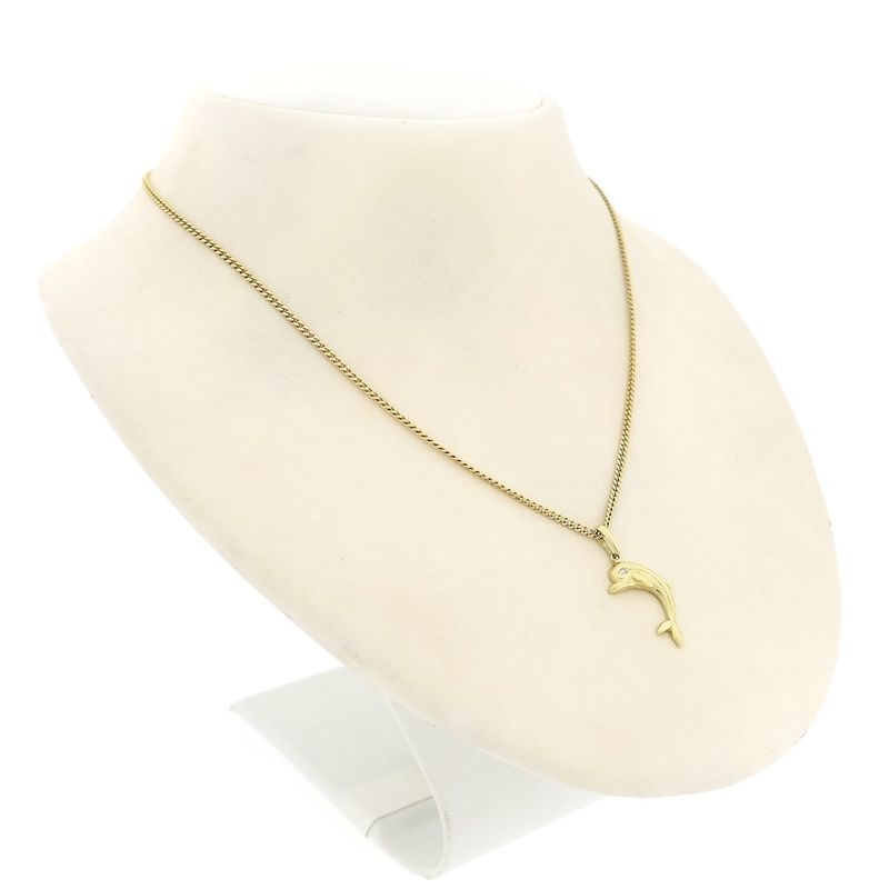 Image 4 of Golden dolphin pendant with diamond | 0.005 ct.