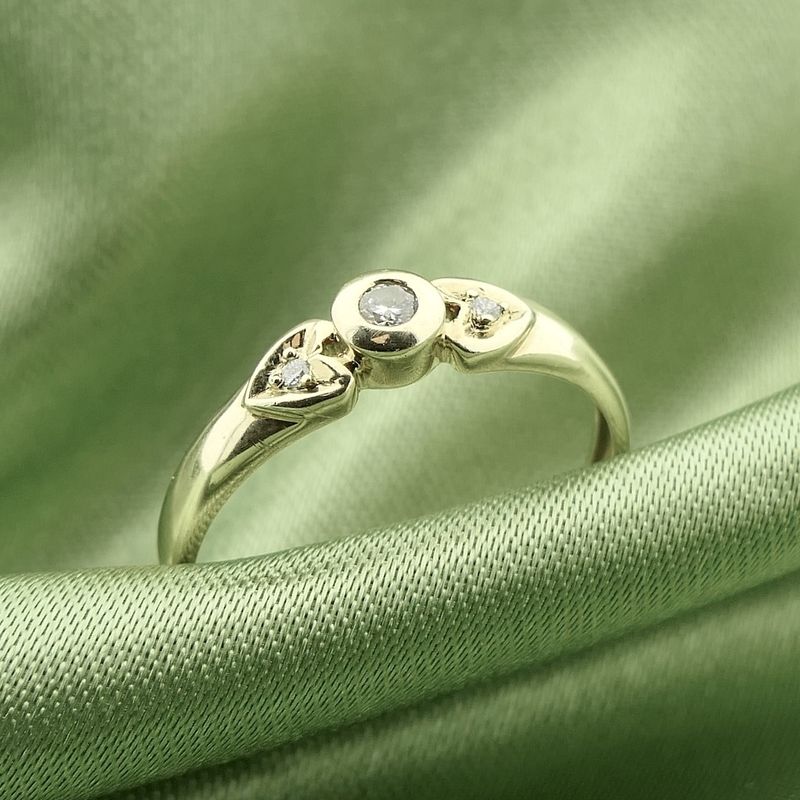 Image 2 of Golden fantasy ring set with diamond | 0.04 ct.