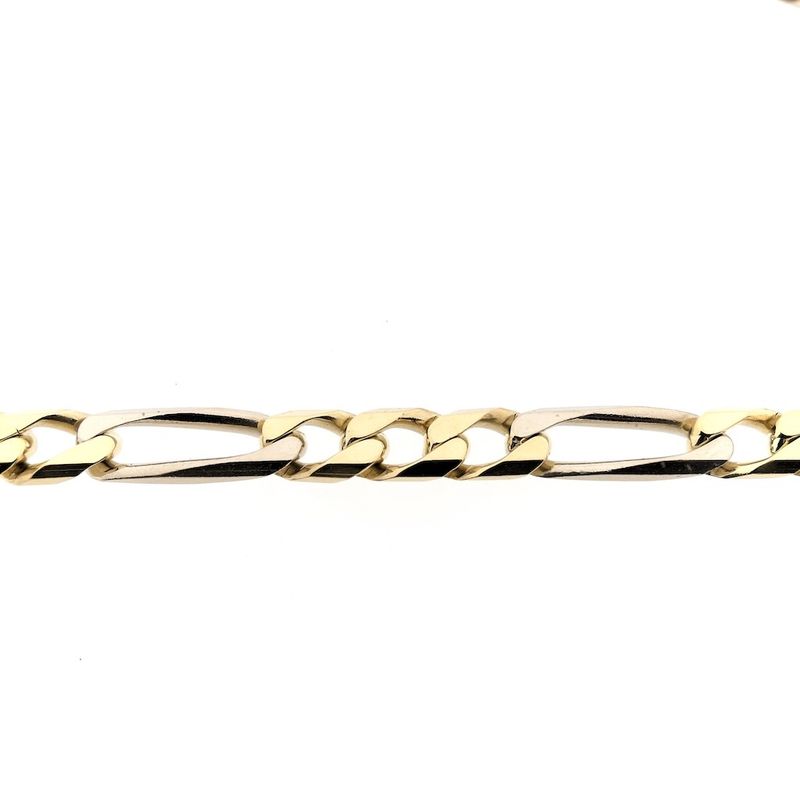 Image 7 of Wide two-tone gold Figaro link necklace; Men's | 64 cm