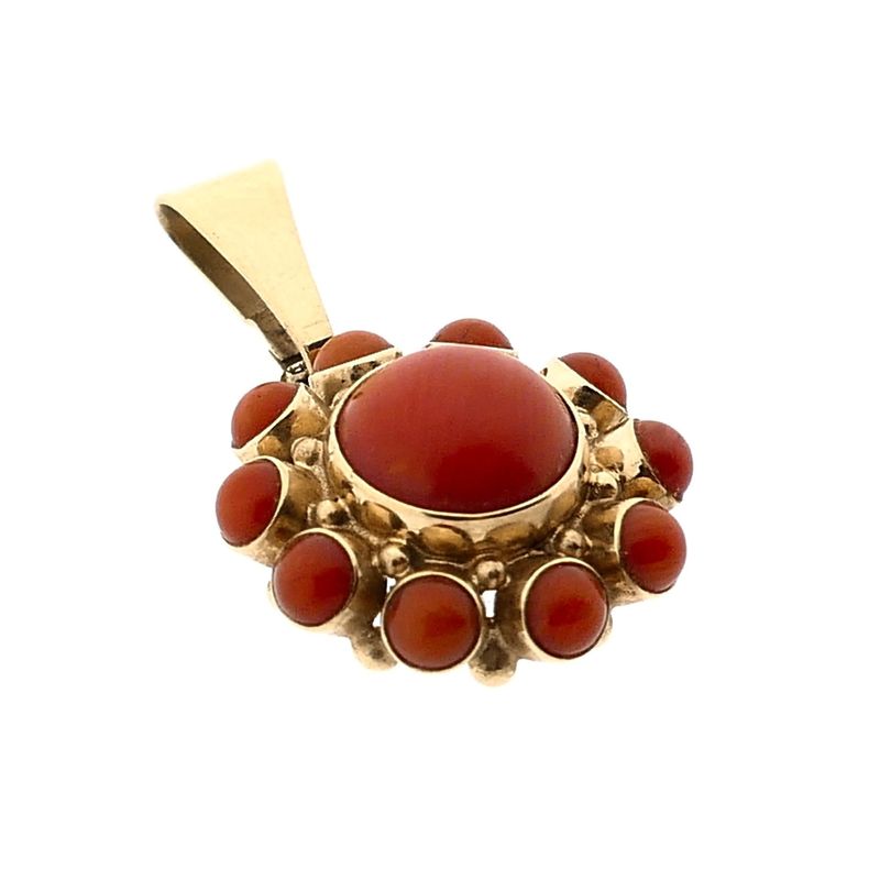 Afbeelding 4 van Gouden hanger met bloedkoraal