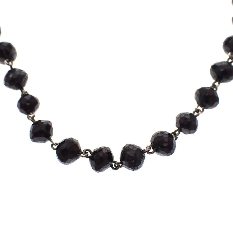 Image 2 of Antique mourning necklace with garnet beads on silver | 106 cm