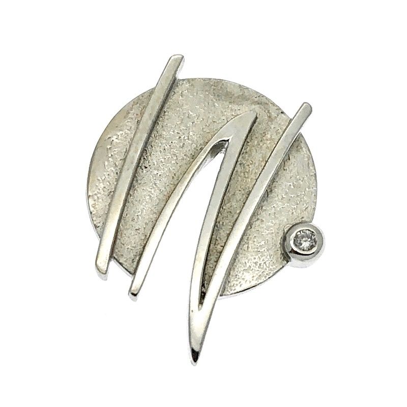 Image 1 of 18 carat white gold pendant with diamond 0.02 ct.