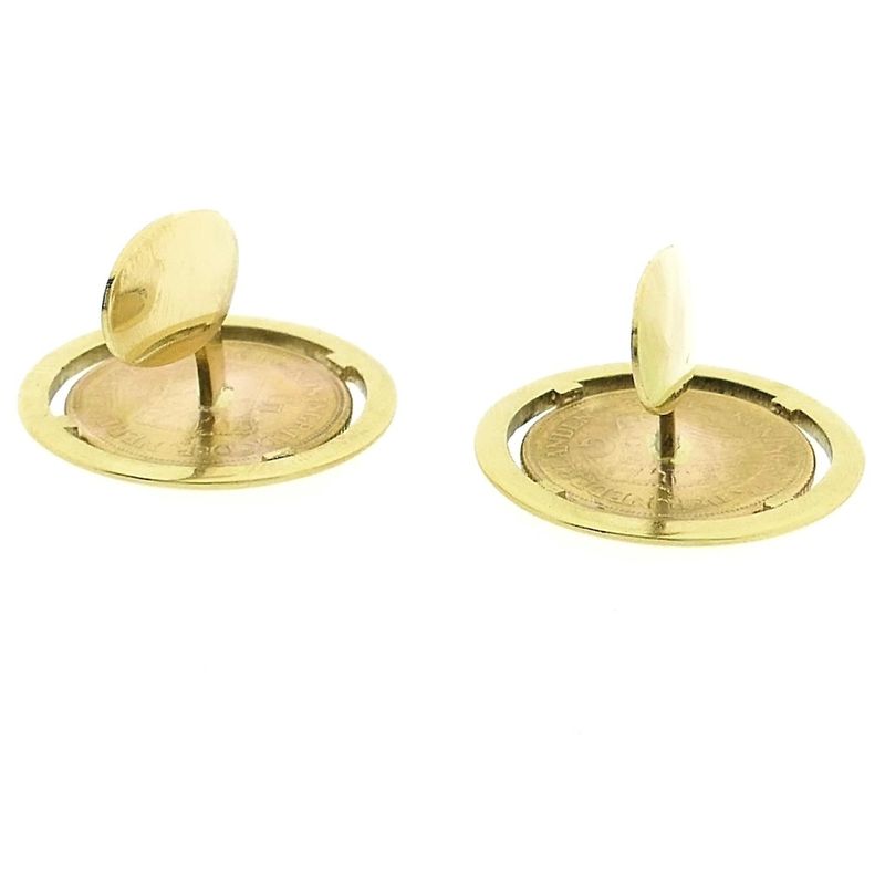 Image 4 of Gold cufflinks with 5 guilder coin Queen Wilhelmina 1912
