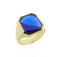Gold men's ring with synthetic sapphire