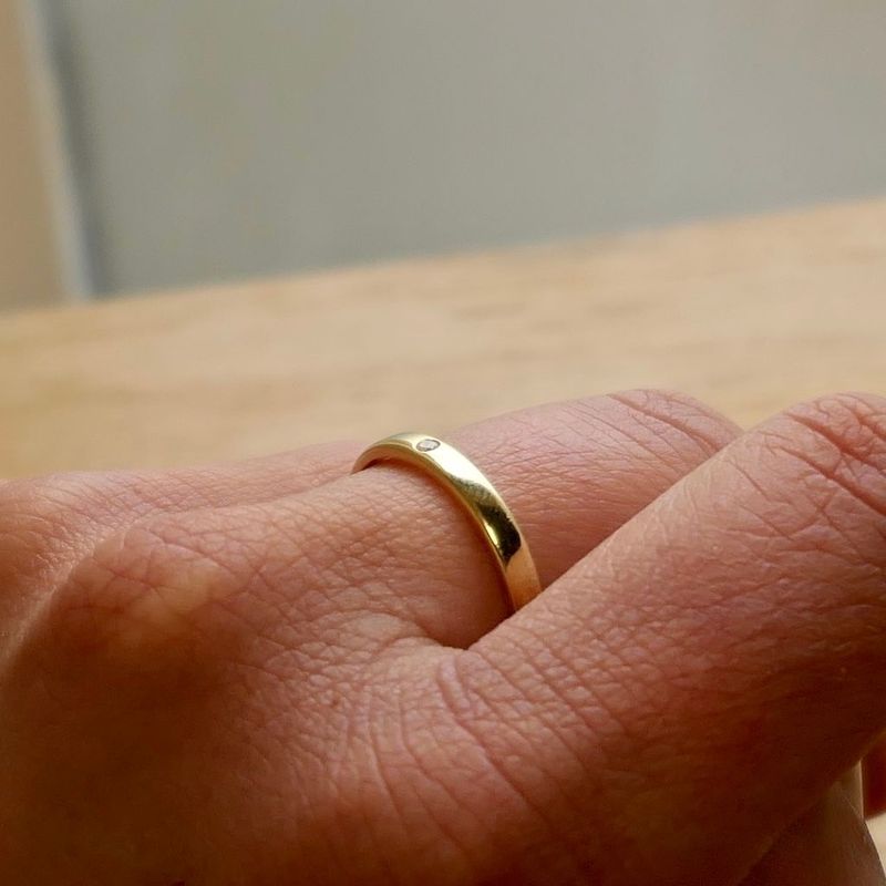 Image 10 of Gold (wedding) ring with diamond; 0.015 ct.