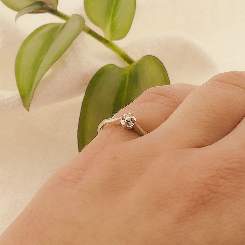 Image 4 of White gold solitaire ring with diamond | 0.03 ct.