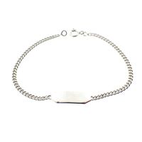 Silver gourmet link bracelet with engraving plate