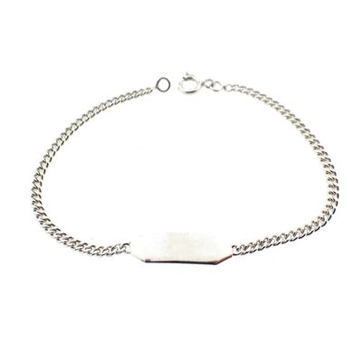 Image 1 of Silver gourmet link bracelet with engraving plate