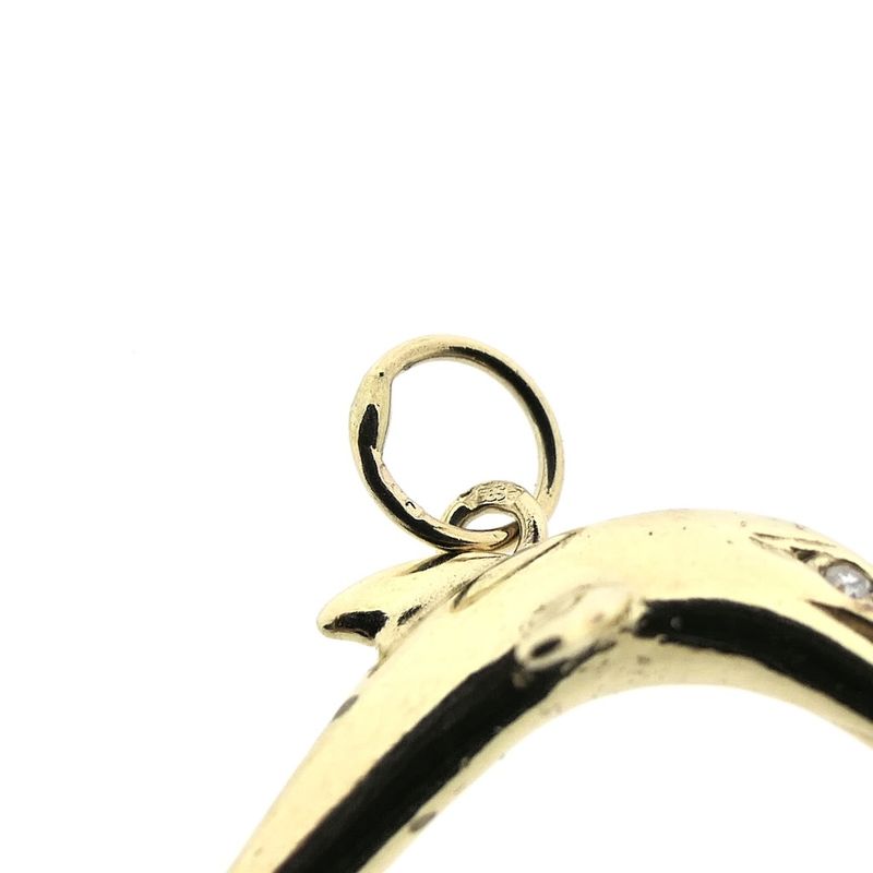 Image 5 of Two-tone gold dolphin pendant with diamond; 0.005 ct.