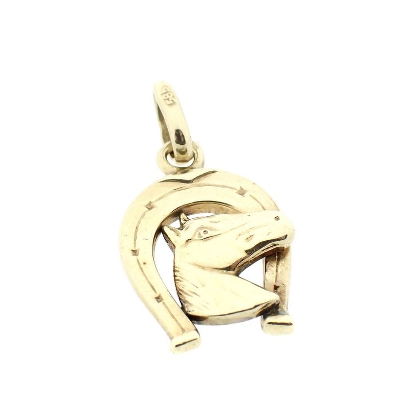 Image 4 of Gold pendant of a horse with a horseshoe