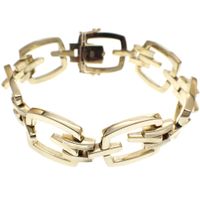 Gold wide link bracelet; 20 cm