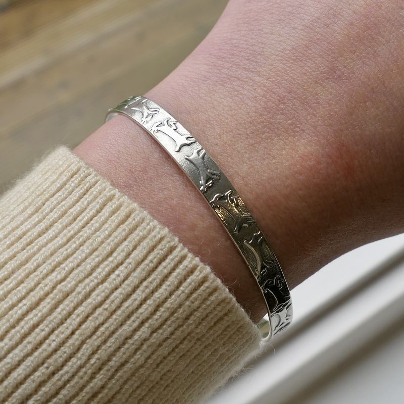 Image 7 of Silver slave bracelet with hieroglyph; Size M/L