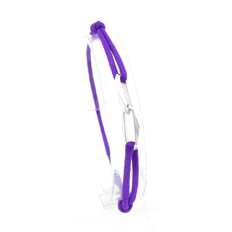 Image 3 of Forever Knots® Purple Satin Bracelet with Silver Link