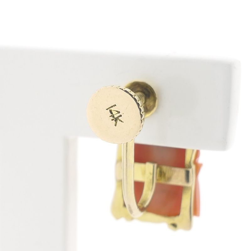 Image 4 of Vintage gold earrings from Kuan Yin in red coral