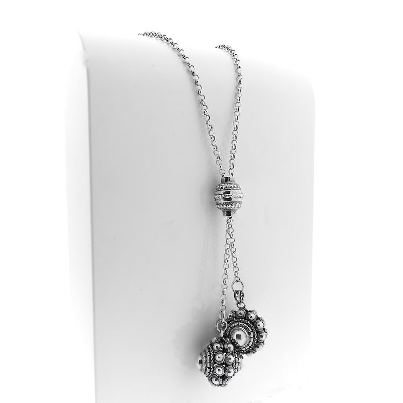 Image 3 of Silver jasseron link chain with Zeeland knots | 73 cm; Adjustable