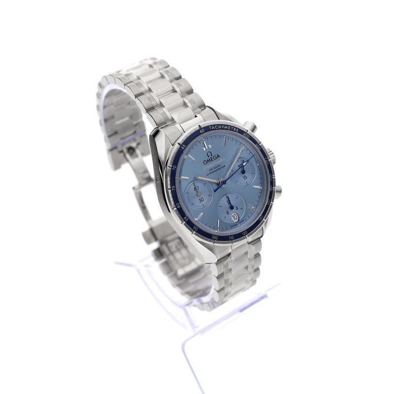 Image 3 of Omega Speedmaster 38 'Blue' 324.30.38.50.03.001; Chronograph watch (Full set 03-2025)