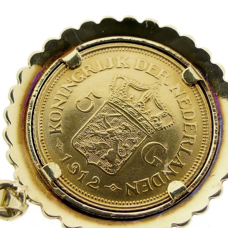 Image 5 of Gold pendant of gold fiver; Queen Wilhelmina 1912