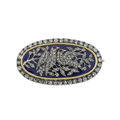 Image 1 of Antique gold brooch with diamonds and ruby ​​approx. 0.81 ct.