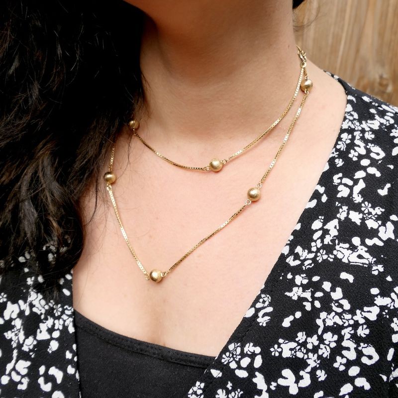 Image 11 of Long gold link chain with beads