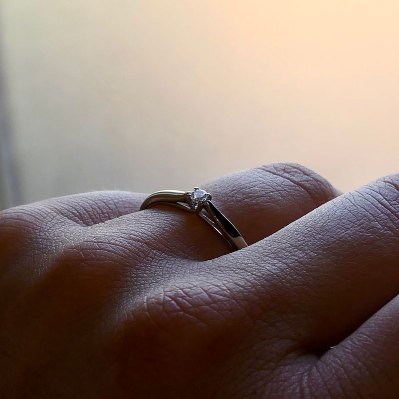 Image 10 of White Gold Engagement Ring with 0.07 ct Diamond; 14K; Size 18.5