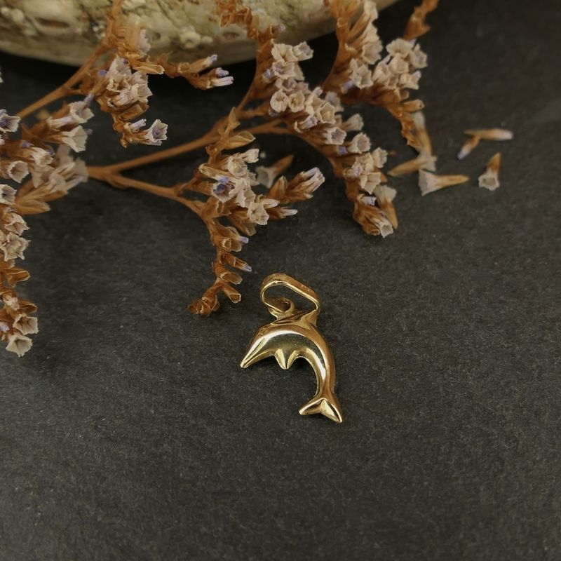 Image 2 of Golden dolphin pendant | Minimalist