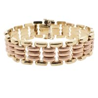 Vintage two-tone gold wide link bracelet