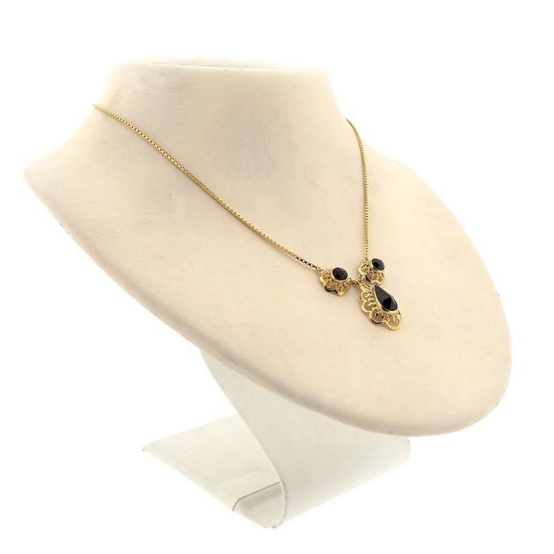 Image 2 of Gold necklace with garnet stones; 43 cm | Uno A Erre