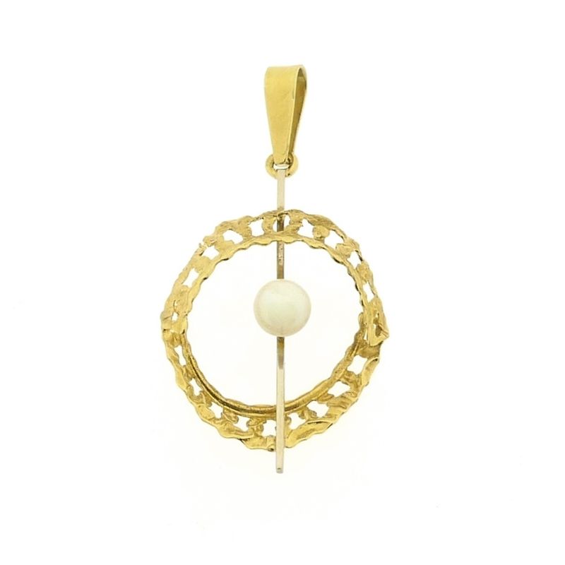 Image 1 of Two-tone gold pendant with pearl