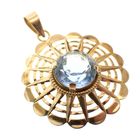 Image 4 of Gold pendant with light blue glass crystal