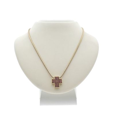 Gold snake link chain with ruby Image 1 of Gold snake link chain with ruby