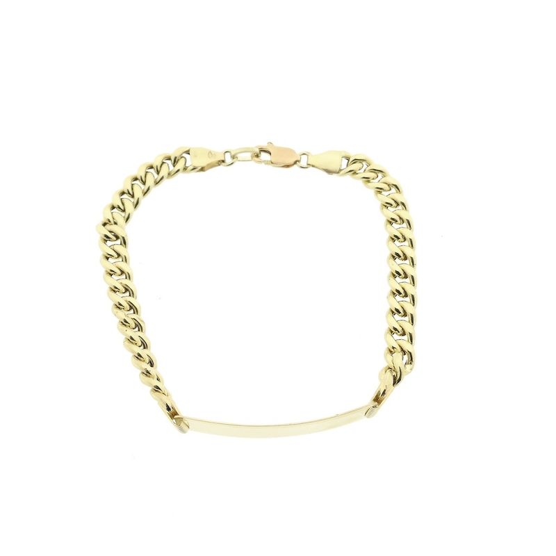 Image 4 of Gold gourmet link bracelet with engraving plate | 21 cm