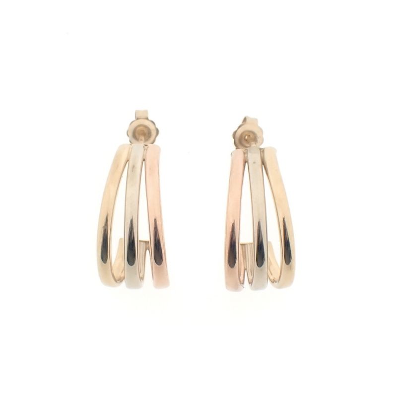 Image 6 of Tricolor gold stud earrings