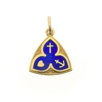 18K Gold Pendant with Enamel | Faith, Hope, and Love