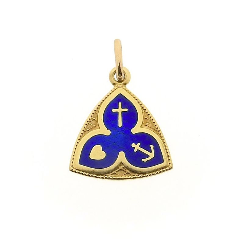 Image 1 of 18K Gold Pendant with Enamel | Faith, Hope, and Love