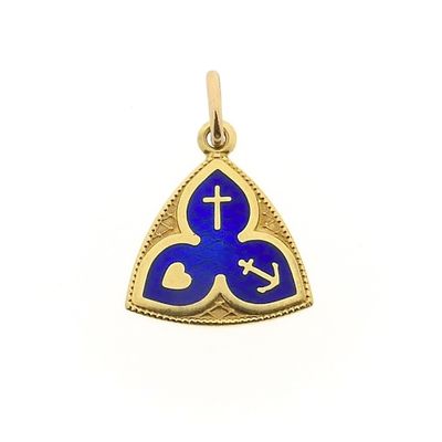 18K Gold Pendant with Enamel | Faith, Hope, and Love Image 1 of 18K Gold Pendant with Enamel | Faith, Hope, and Love