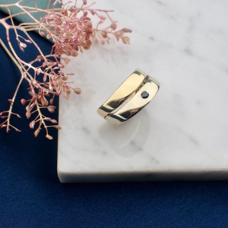 Image 2 of Two-tone gold ring with black moissanite