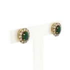 Image 3 of Gold earrings with emerald and diamonds; 0.48 ct.